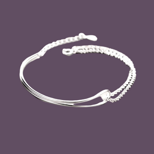 Licol Bracelet Italy .925 Silver Mixed Tubular + Chain Style